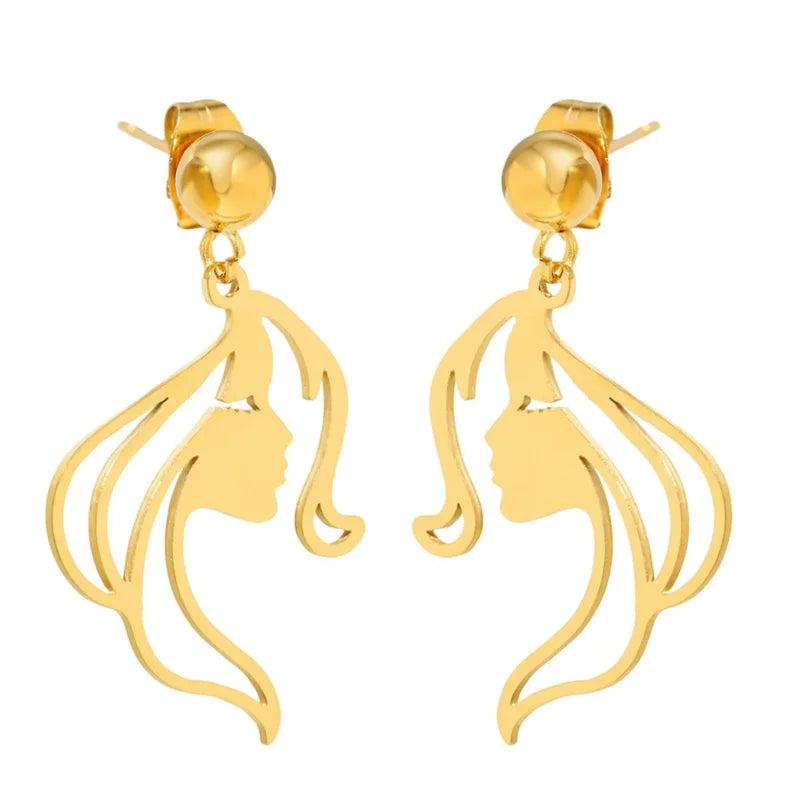 Stainless Steel Face Drop Earrings Women TS240228
