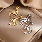 Stainless Steel Face Drop Earrings Women TS240228