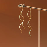 925 Silver Long Ear Line Wave Box Chain Earrings for Women