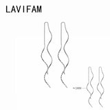 925 Silver Long Ear Line Wave Box Chain Earrings for Women