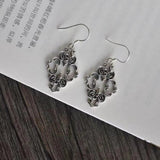 Thai Silver Geometric Texture Ethnic Earrings for Women