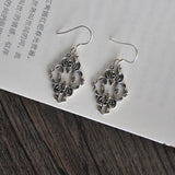 Thai Silver Geometric Texture Ethnic Earrings for Women