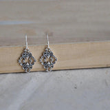 Thai Silver Geometric Texture Ethnic Earrings for Women