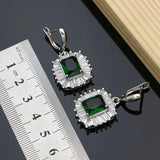 Bohemia 925 Silver Earrings Green CZ Crystal Round Stone Jewelry