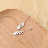 Sterling Silver Feather Dangle Earrings for Women Girls Wedding Party