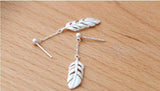 Sterling Silver Feather Dangle Earrings for Women Girls Wedding Party