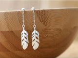 Sterling Silver Feather Dangle Earrings for Women Girls Wedding Party