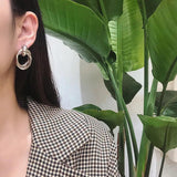 Hollow Round Alloy Drop Earrings For Women Wedding Jewelry