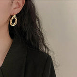 Hollow Round Alloy Drop Earrings For Women Wedding Jewelry