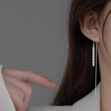 S999 Silver Tassel Ear Line Earrings for Women Lady