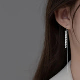 S999 Silver Tassel Ear Line Earrings for Women Lady