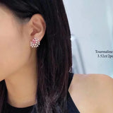 Zircon Stud Earrings 925 Stamps Snowflake Tassel Party Birthday Gift