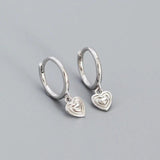 925 Silver Heart Drop Earrings Women Statement Hoop Party Jewelry