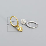 925 Silver Heart Drop Earrings Women Statement Hoop Party Jewelry
