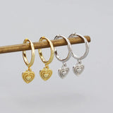 925 Silver Heart Drop Earrings Women Statement Hoop Party Jewelry