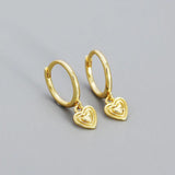 925 Silver Heart Drop Earrings Women Statement Hoop Party Jewelry