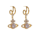 S925 Silver Needle Zircon Saturn Planet Earrings