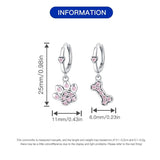 925 Silver Pink Zircon Hoop Earrings Bones Claws, Women Piercing Jewelry