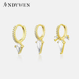 925 Silver Triangle Spike Drop Earrings Circle Loops Jewelry