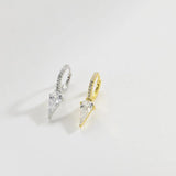 925 Silver Triangle Spike Drop Earrings Circle Loops Jewelry