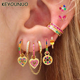 Colorful Zircon Hoop Earrings Set for Women