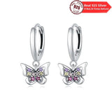 Colorful Butterfly Women Earring 925 Silver Natural Zircon Plated Eardrop