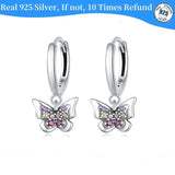 Colorful Butterfly Women Earring 925 Silver Natural Zircon Plated Eardrop