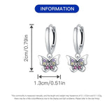 Colorful Butterfly Women Earring 925 Silver Natural Zircon Plated Eardrop
