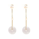 Jade Tassel Long Drop Earrings Freshwater Pearl 925 Silver