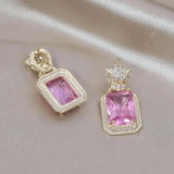 Korea Jewelry Square Zircon Leopard Earrings for Women
