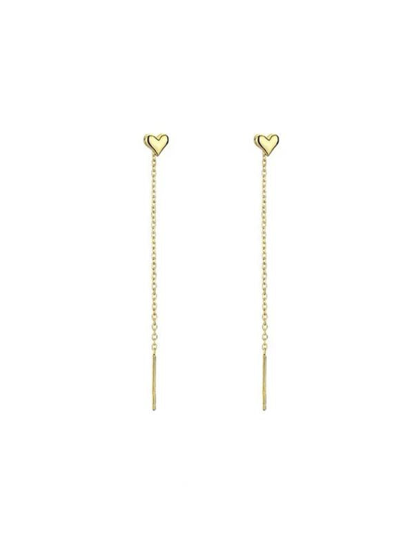 925 Silver Heart Pendant Drop Earrings 18K Engagement Gift