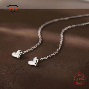 925 Silver Heart Pendant Drop Earrings 18K Engagement Gift