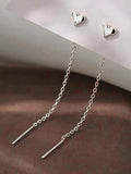 925 Silver Heart Pendant Drop Earrings 18K Engagement Gift