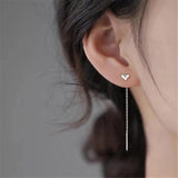 925 Silver Heart Pendant Drop Earrings 18K Engagement Gift