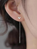 925 Silver Heart Pendant Drop Earrings 18K Engagement Gift