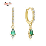925 Silver Plated Red Green Zircon Drop Earrings