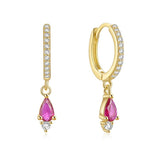 925 Silver Plated Red Green Zircon Drop Earrings