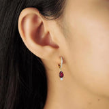 925 Silver Plated Red Green Zircon Drop Earrings