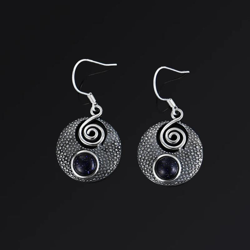 6MM Sandstone Vintage Earrings 925 Silver Jewelry Gift