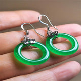 Natural Jade Peach Pink Gemstone Hook Earrings