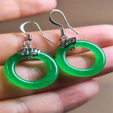 Natural Jade Peach Pink Gemstone Hook Earrings