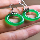 Natural Jade Peach Pink Gemstone Hook Earrings