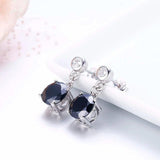Round CZ Birthstone 925 Silver Drop Dangle Earrings Gift