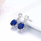 Round CZ Birthstone 925 Silver Drop Dangle Earrings Gift