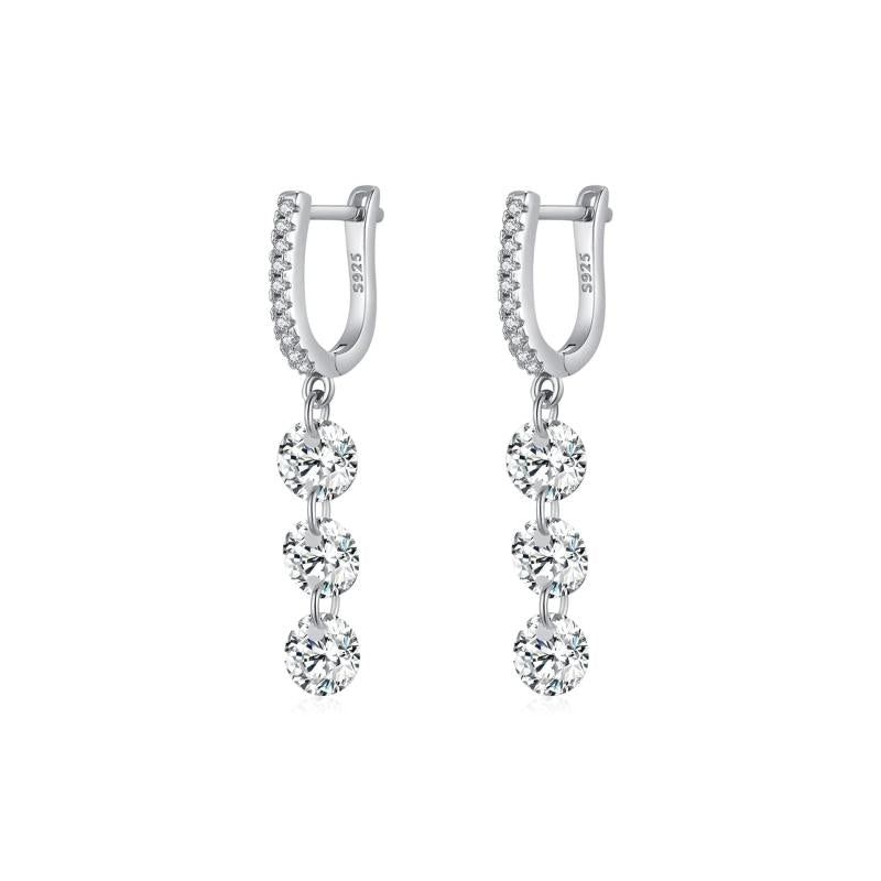 925 Sterling Silver Clear CZ Dangle Earrings Classic Drop for Women