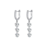 925 Sterling Silver Clear CZ Dangle Earrings Classic Drop for Women