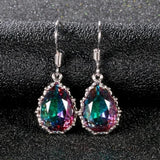 925 Silver Rainbow Topaz Gemstone Women's Drop Earrings