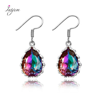 925 Silver Rainbow Topaz Gemstone Women's Drop Earrings