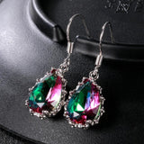 925 Silver Rainbow Topaz Gemstone Women's Drop Earrings