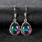 925 Silver Rainbow Topaz Gemstone Women's Drop Earrings